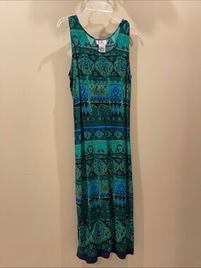 Teal & Navy Patterned Maxi Dress